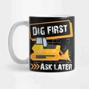 Funny Excavator and Construction Worker Heavy Equipment Mug